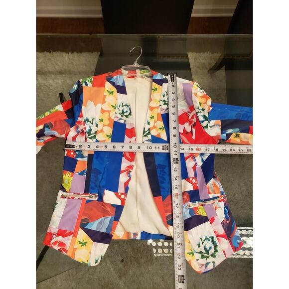 Women's Multicolor Floral Polyester Long Sleeve Open Front Jacket Blazer Size L - Picture 12 of 13